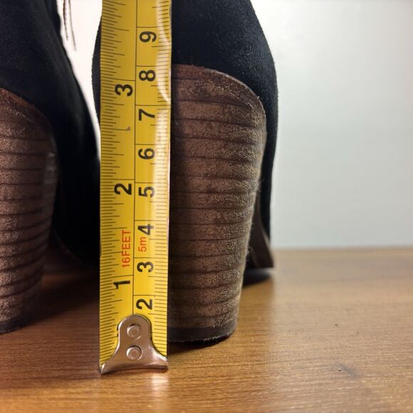 Boden Black Suede Stacked Heel Ankle Bootie Boots Women’s EU 37 US 6.5 - Picture 4 of 11